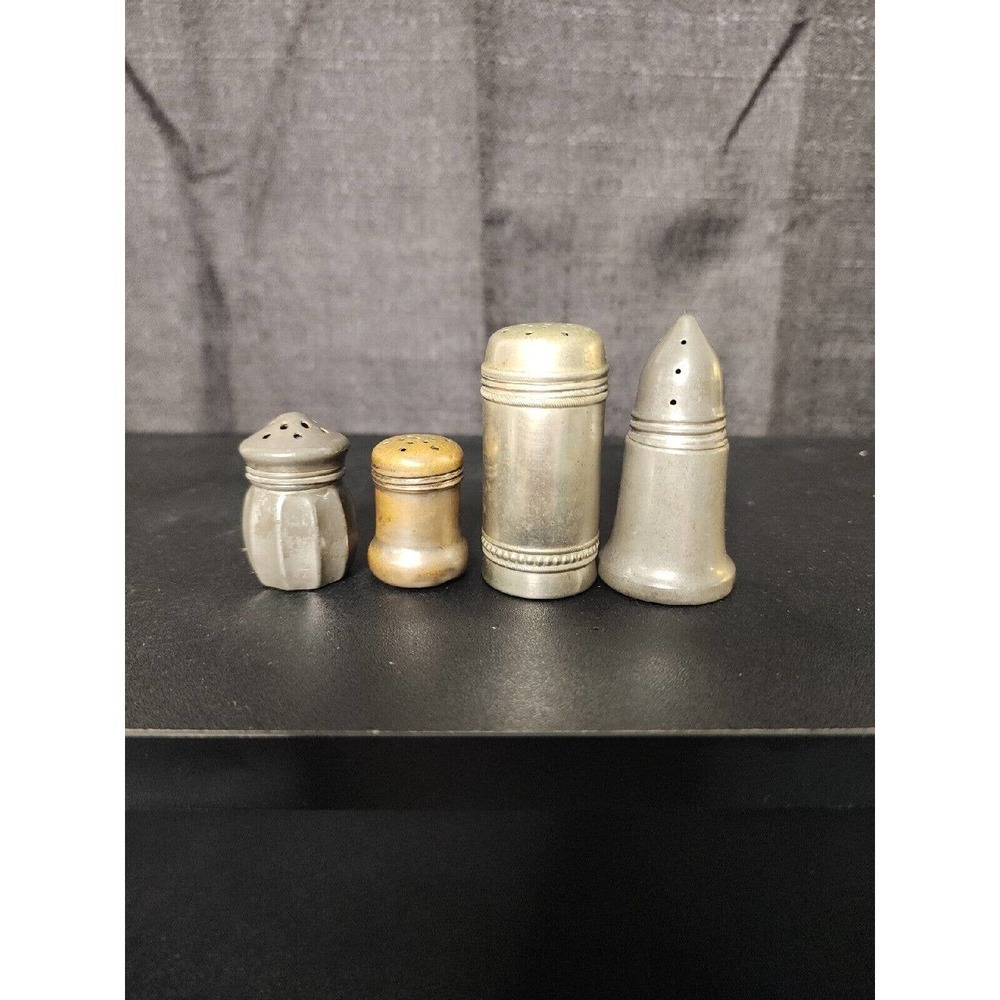 VTG Lot of 4 Mixed Pewter and WM Rogers Silverplated Salt and Pepper Shakers